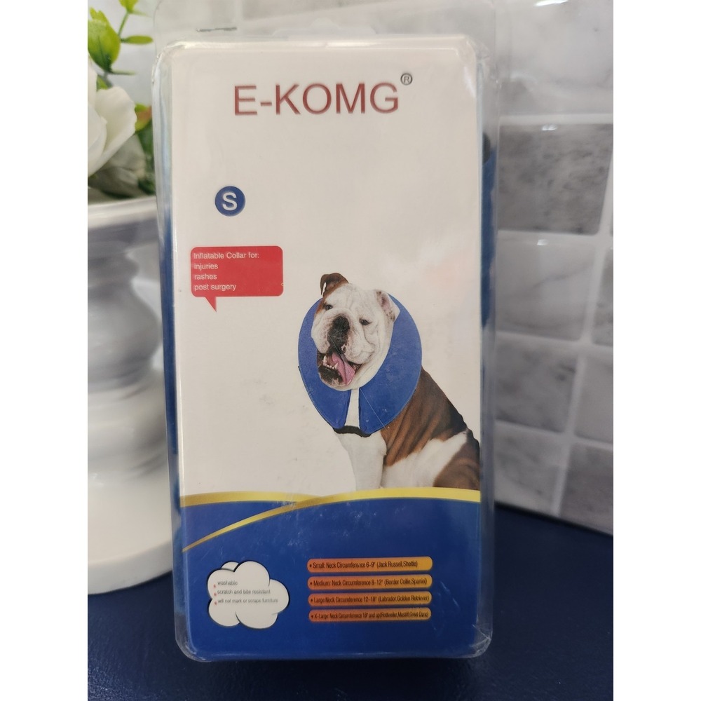 New E-KOMG Dog Cone After Surgery, Protective Inflatable Collar, Size Small